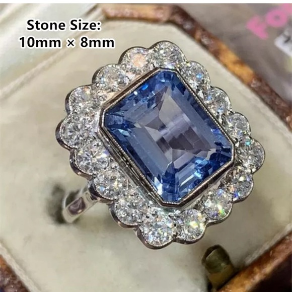 925 Silver Blue Sapphire Rings Gorgeous ring - Picture 2 of 2